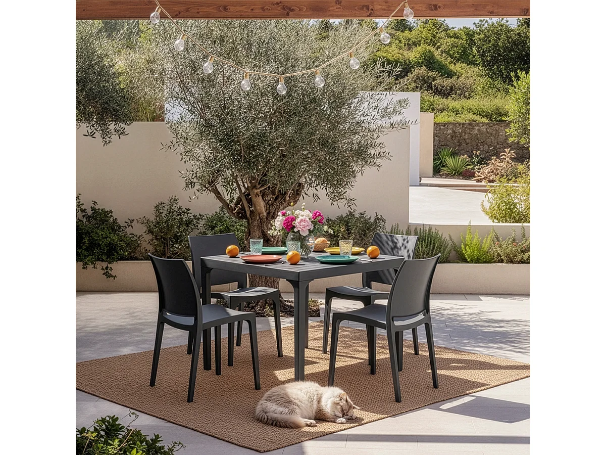 Chaise de bar jardin restaurant en polypropylène empilable Love Bica - Noir