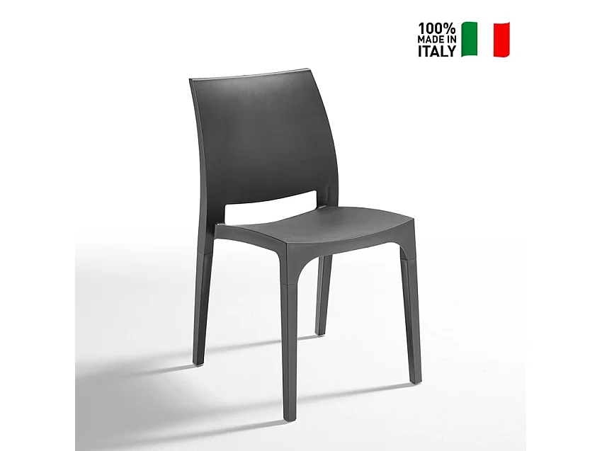 Chaise de bar jardin restaurant en polypropylène empilable Love Bica - Noir