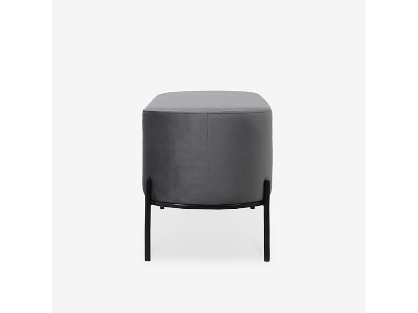 Pouf Fussbank Sitzbank Eingangsbereich Design aus grauem Samtstoff Monet - Dunkel Grau
