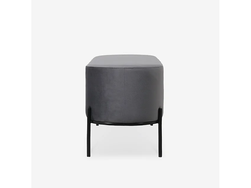Pouf Fussbank Sitzbank Eingangsbereich Design aus grauem Samtstoff Monet - Dunkel Grau