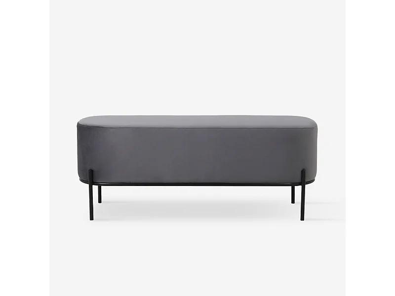 Pouf Fussbank Sitzbank Eingangsbereich Design aus grauem Samtstoff Monet - Dunkel Grau