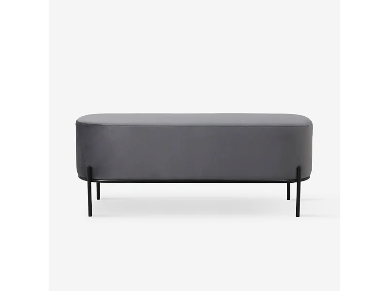 Pouf Fussbank Sitzbank Eingangsbereich Design aus grauem Samtstoff Monet - Dunkel Grau