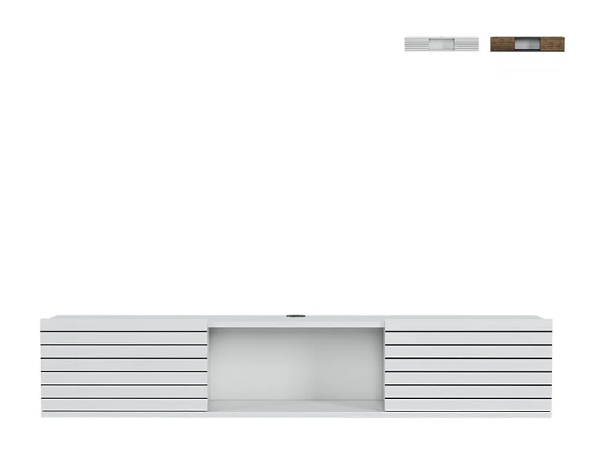 Mueble suspendido para TV estilo minimalista moderno madera blanco y negro Elano - Blanco brillante