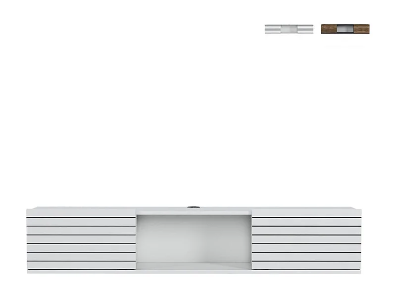 Mueble suspendido para TV estilo minimalista moderno madera blanco y negro Elano - Blanco brillante
