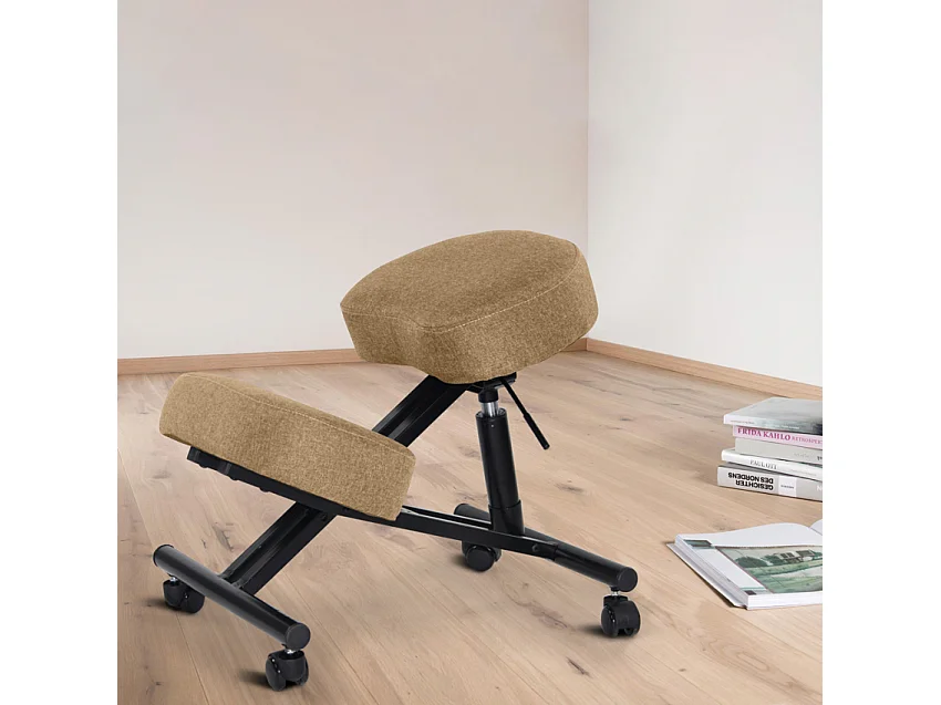 Silla ergonómica de rodillas postural modelo sueco de tejido Balancesteel Lux - Beige