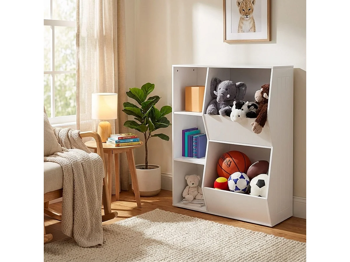 Aufbewahrungsregal Spielzeugregal Organizer für das Kinderzimmer, weiß mit Fächern Lutelle