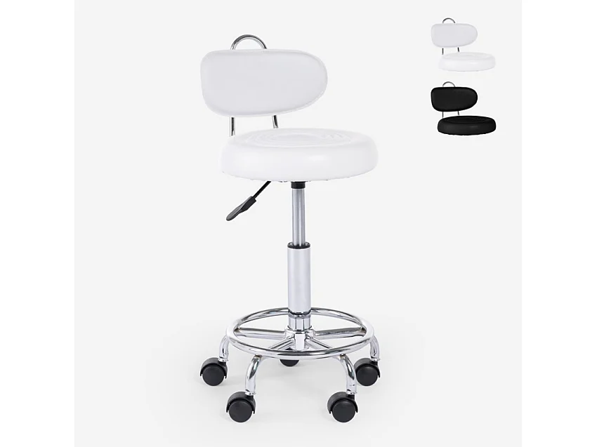 Ergonomisch verstellbarer Bürohocker für Kosmetikerinnen Kurili - Weiß