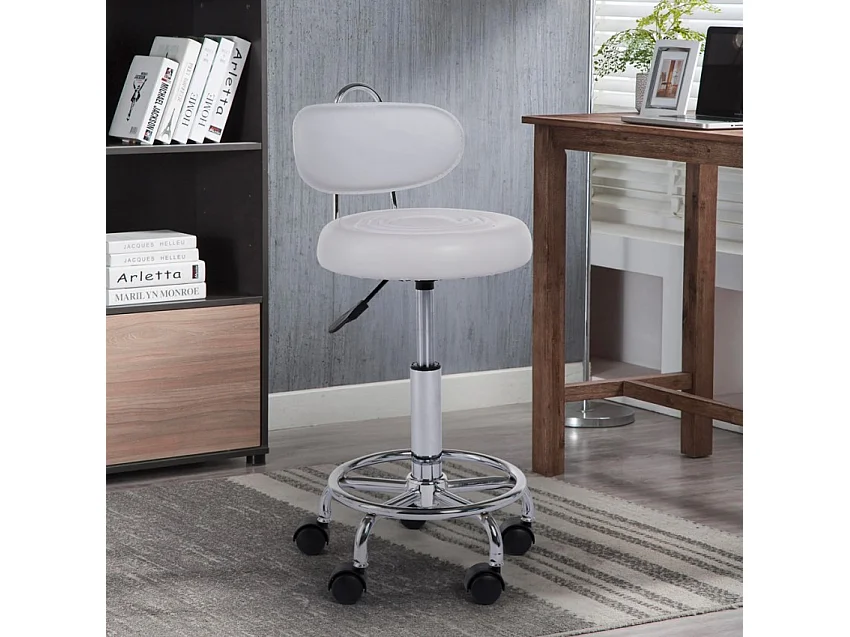 Ergonomisch verstellbarer Bürohocker für Kosmetikerinnen Kurili - Weiß