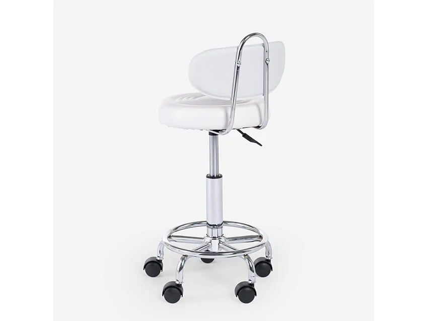 Ergonomisch verstellbarer Bürohocker für Kosmetikerinnen Kurili - Weiß