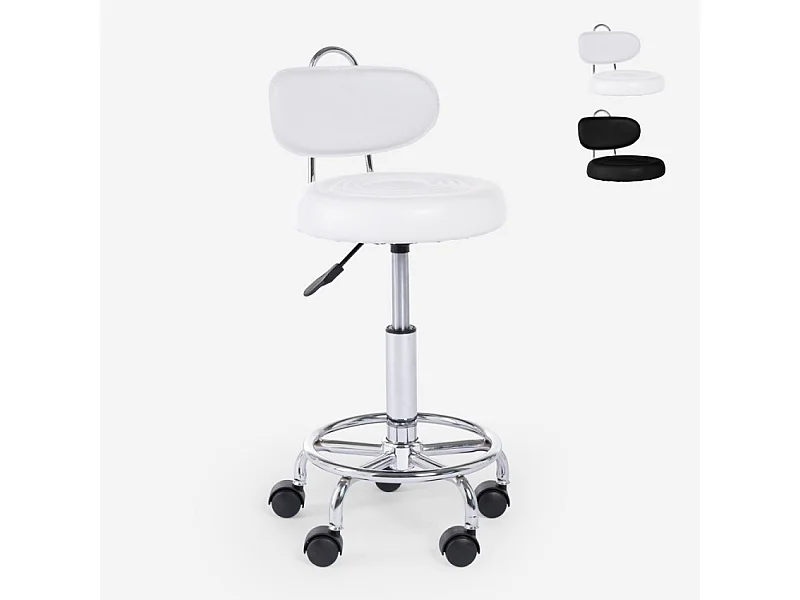 Ergonomisch verstellbarer Bürohocker für Kosmetikerinnen Kurili - Weiß