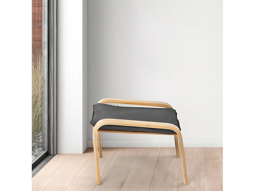 Reposapiés puf sillón sofá salón madera diseño escandinavo Sylt - Gris Oscuro