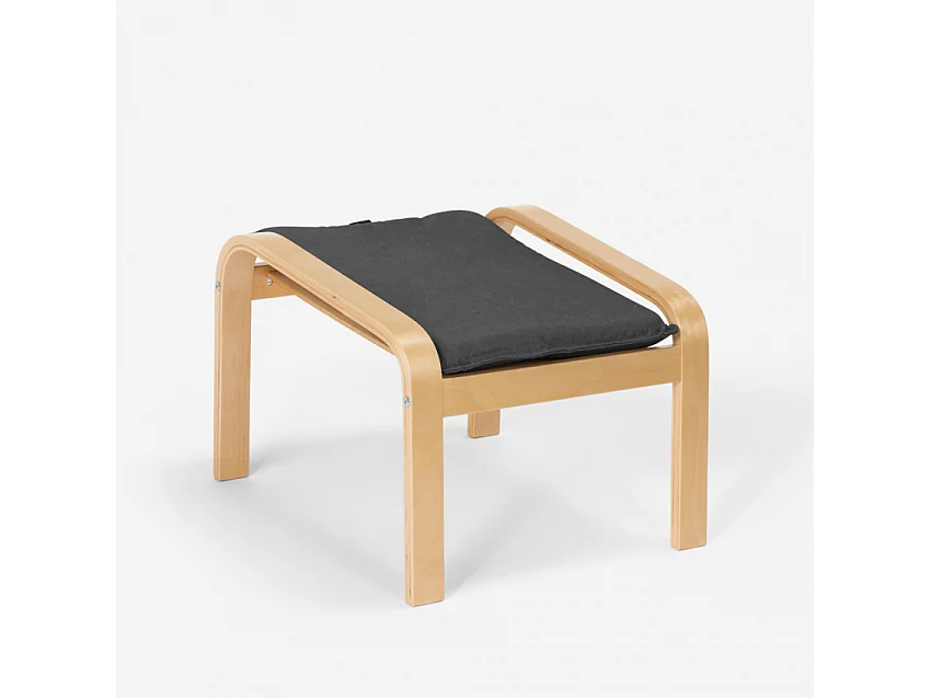 Reposapiés puf sillón sofá salón madera diseño escandinavo Sylt - Gris Oscuro