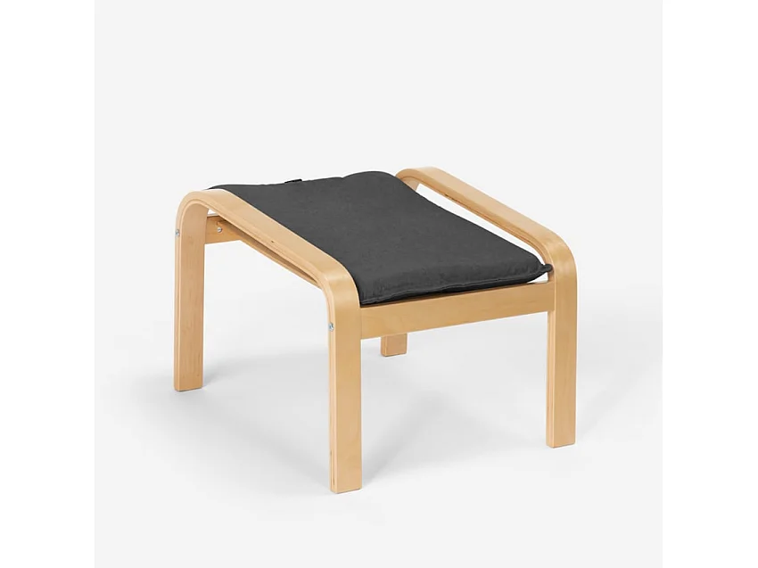 Reposapiés puf sillón sofá salón madera diseño escandinavo Sylt - Gris Oscuro