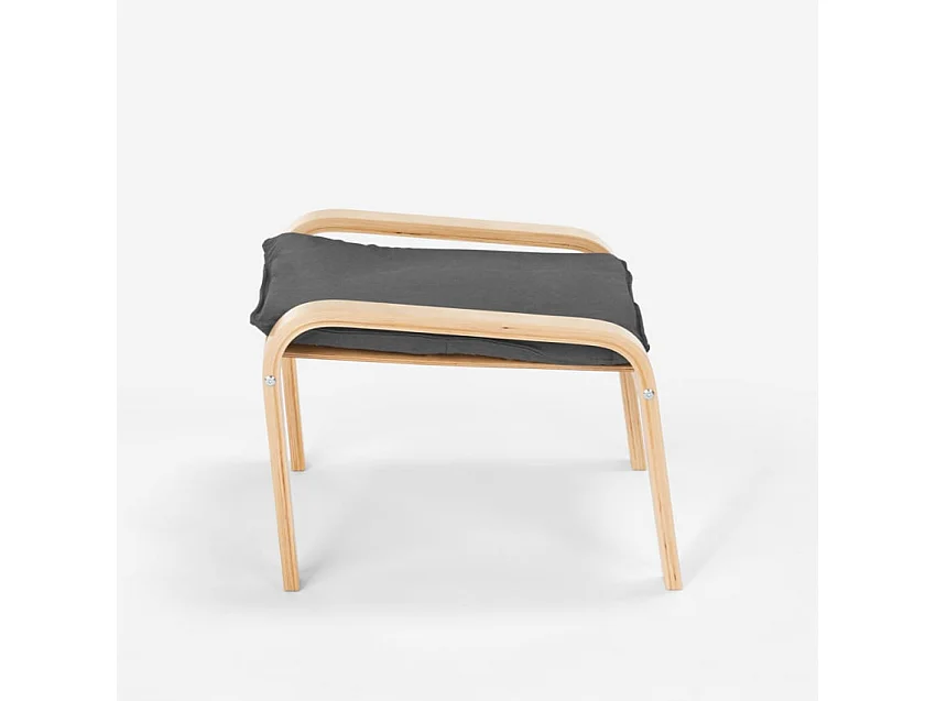 Reposapiés puf sillón sofá salón madera diseño escandinavo Sylt - Gris Oscuro