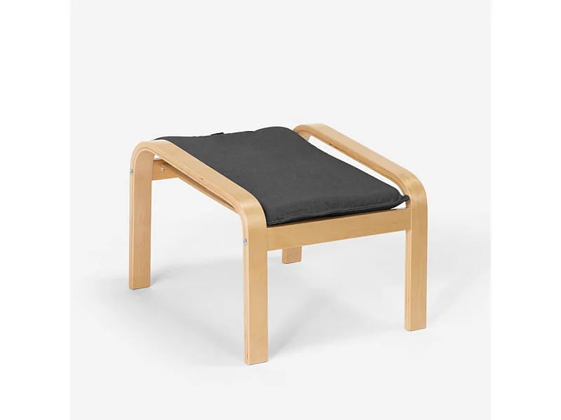 Reposapiés puf sillón sofá salón madera diseño escandinavo Sylt - Gris Oscuro