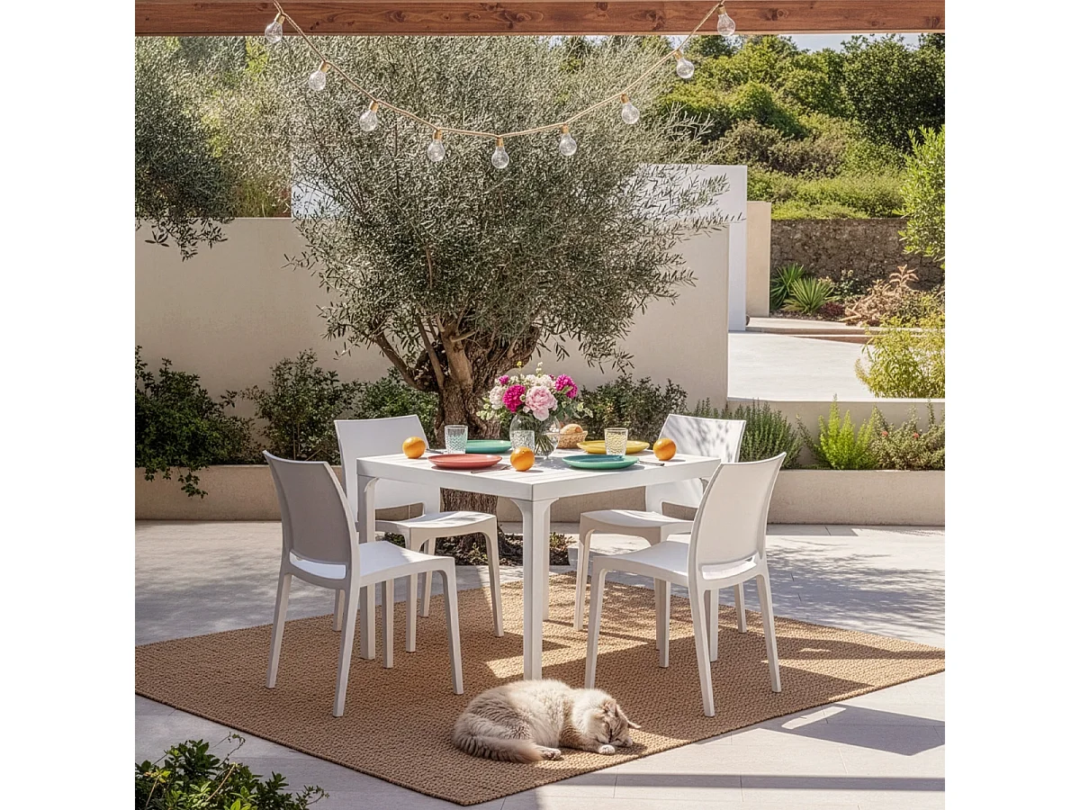 Chaise de bar jardin restaurant en polypropylène empilable Love Bica - Blanc