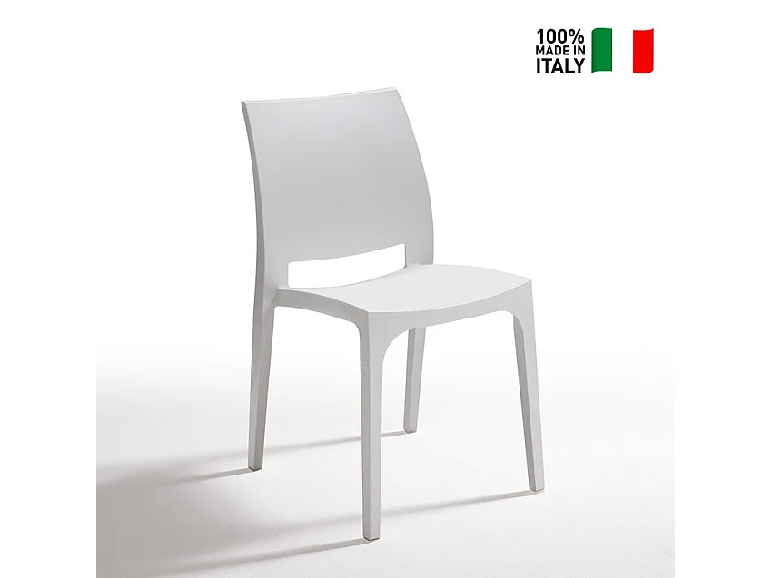Chaise de bar jardin restaurant en polypropylène empilable Love Bica - Blanc