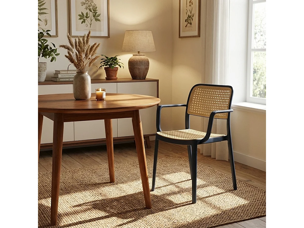 Stuhl Garten Küche aus Polypropylen mit Wiener Armlehnen Varmi - Schwarz