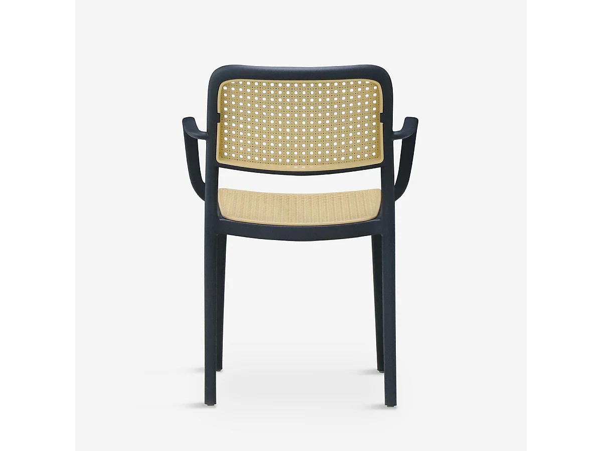 Stuhl Garten Küche aus Polypropylen mit Wiener Armlehnen Varmi - Schwarz