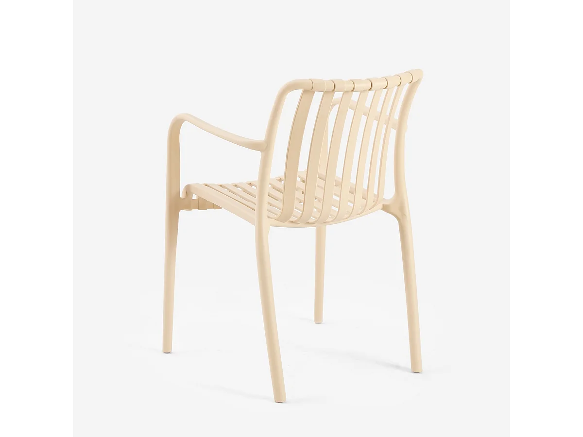 Moderne Gartenstuhl mit Armlehnen aus Polypropylen für den Außenbereich Simao - Beige