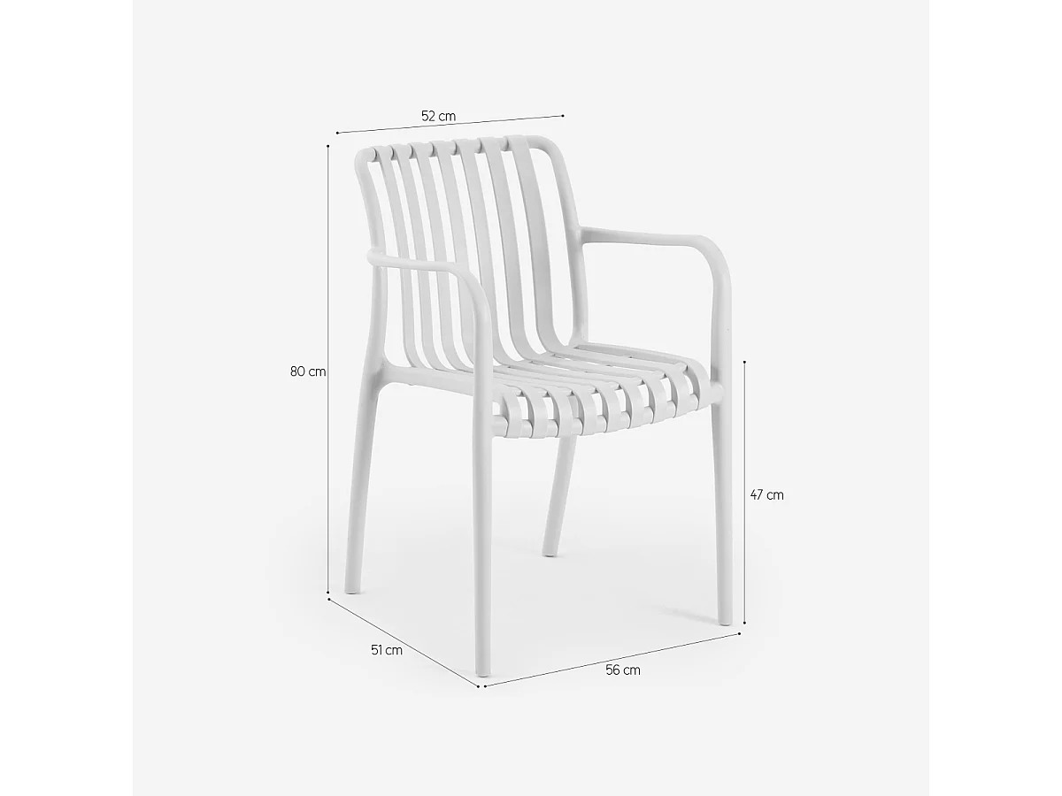 Moderne Gartenstuhl mit Armlehnen aus Polypropylen für den Außenbereich Simao - Beige