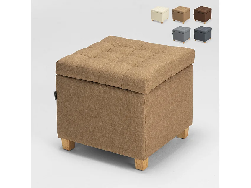 Aufbewahrungshocker mit Kissen aus Gestepptem Coffree - Beige