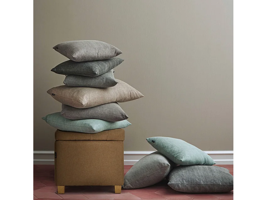 Aufbewahrungshocker mit Kissen aus Gestepptem Coffree - Beige