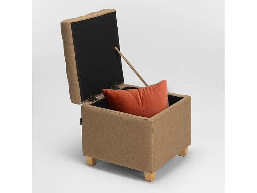 Aufbewahrungshocker mit Kissen aus Gestepptem Coffree - Beige