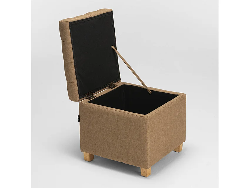 Aufbewahrungshocker mit Kissen aus Gestepptem Coffree - Beige