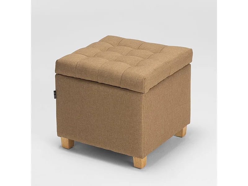 Puff contenedor con cojines cubiertos en tela acolchada Coffree - Beige