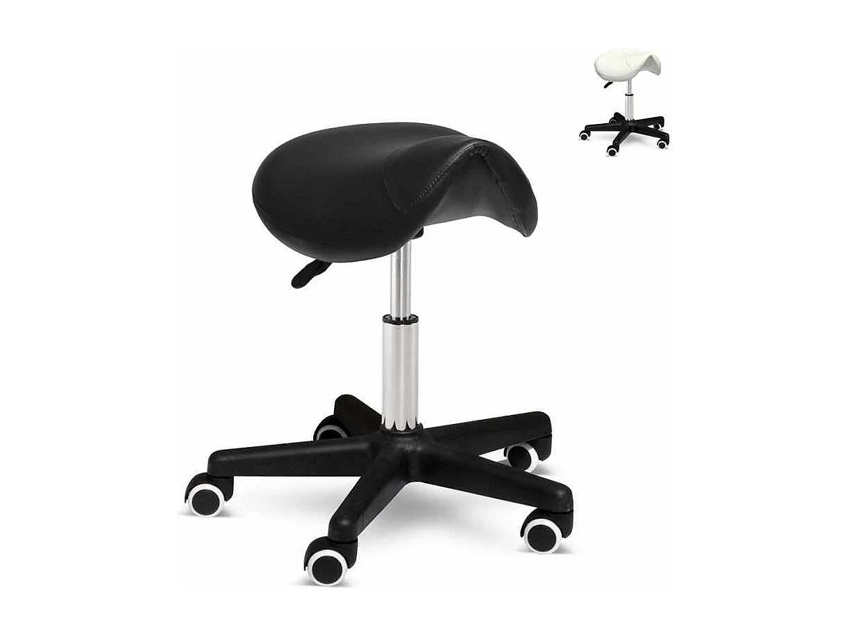 Rollhocker Arbeitshocker Bürostuhl Sattelhocker Schönheitssalon Professional - Schwarz