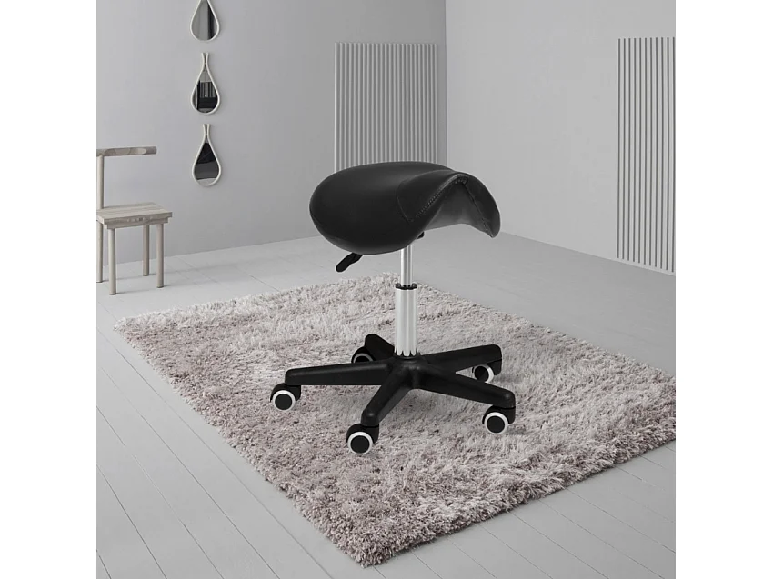 Rollhocker Arbeitshocker Bürostuhl Sattelhocker Schönheitssalon Professional - Schwarz