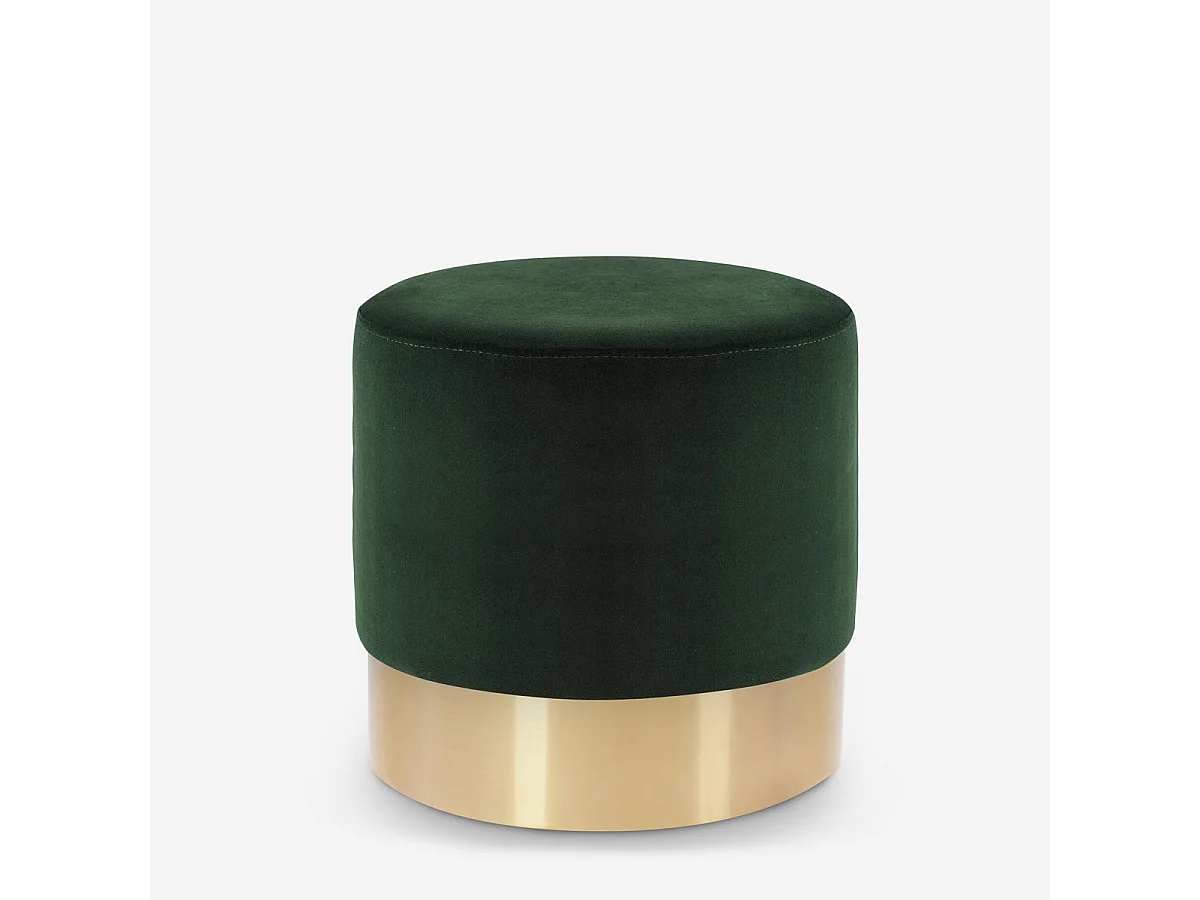Pouf poggiapiedi sgabello basso imbottito rotondo design velluto Rossetto - Verde