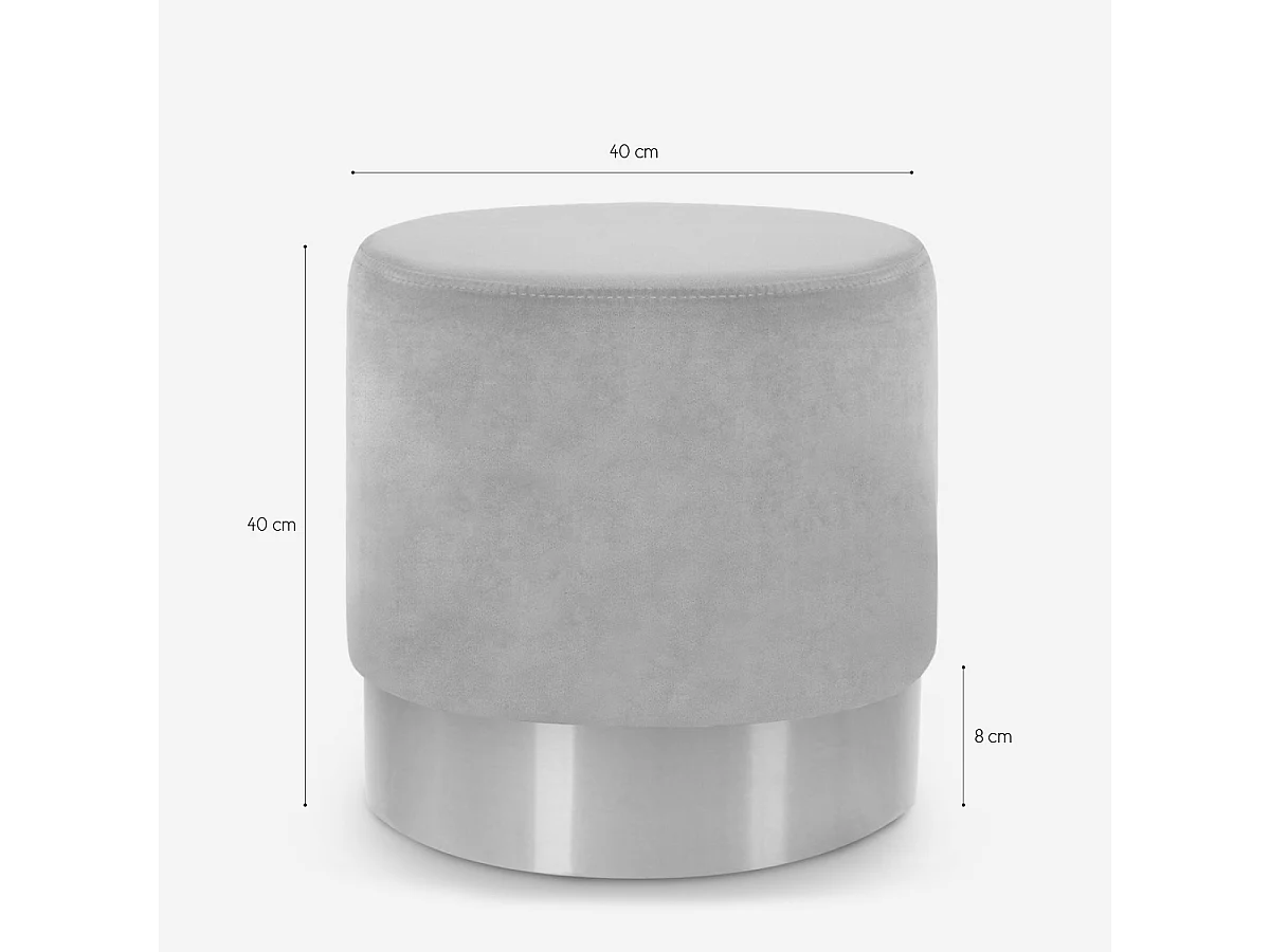 Pouf poggiapiedi sgabello basso imbottito rotondo design velluto Rossetto - Verde