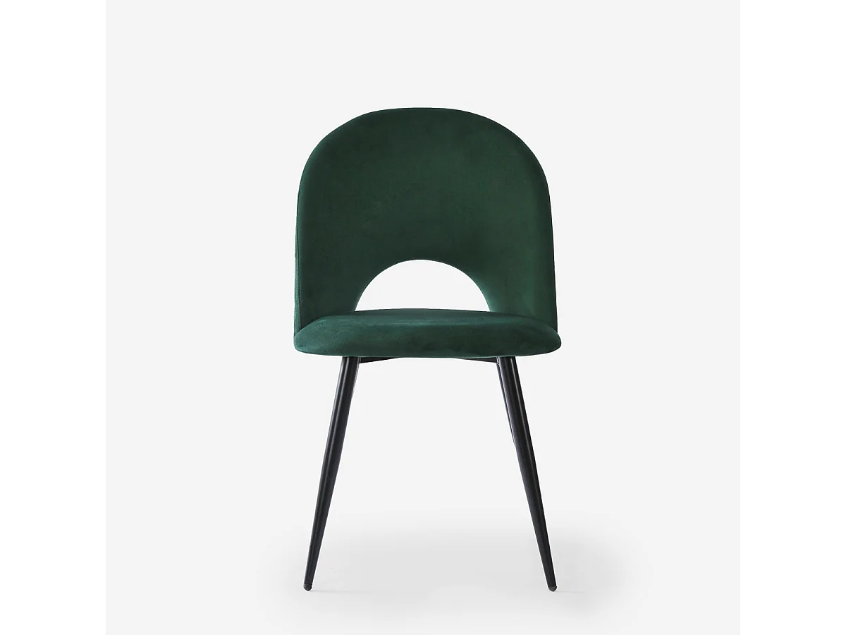 Silla moderna de terciopelo y acolchada para salón-comedor y cocina Zarda - Verde oscuro