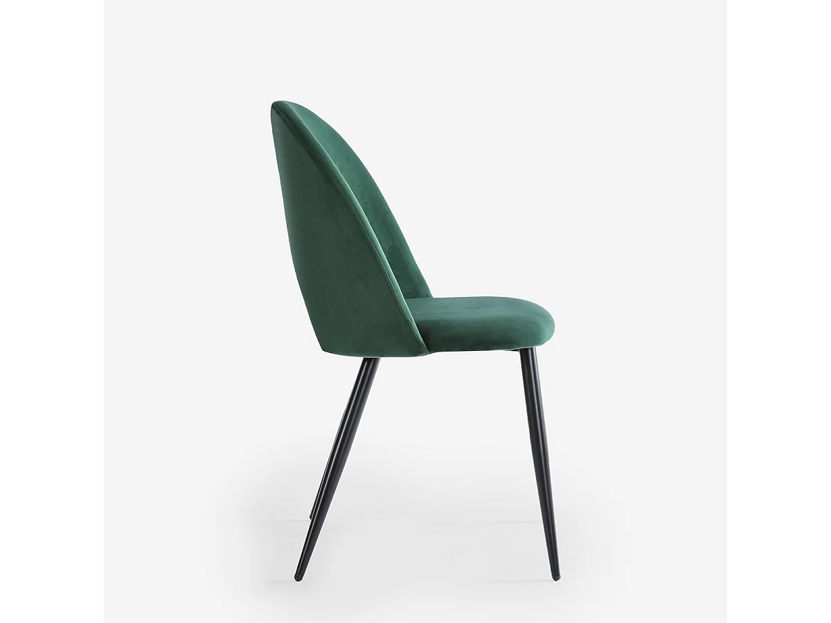 Silla moderna de terciopelo y acolchada para salón-comedor y cocina Zarda - Verde oscuro
