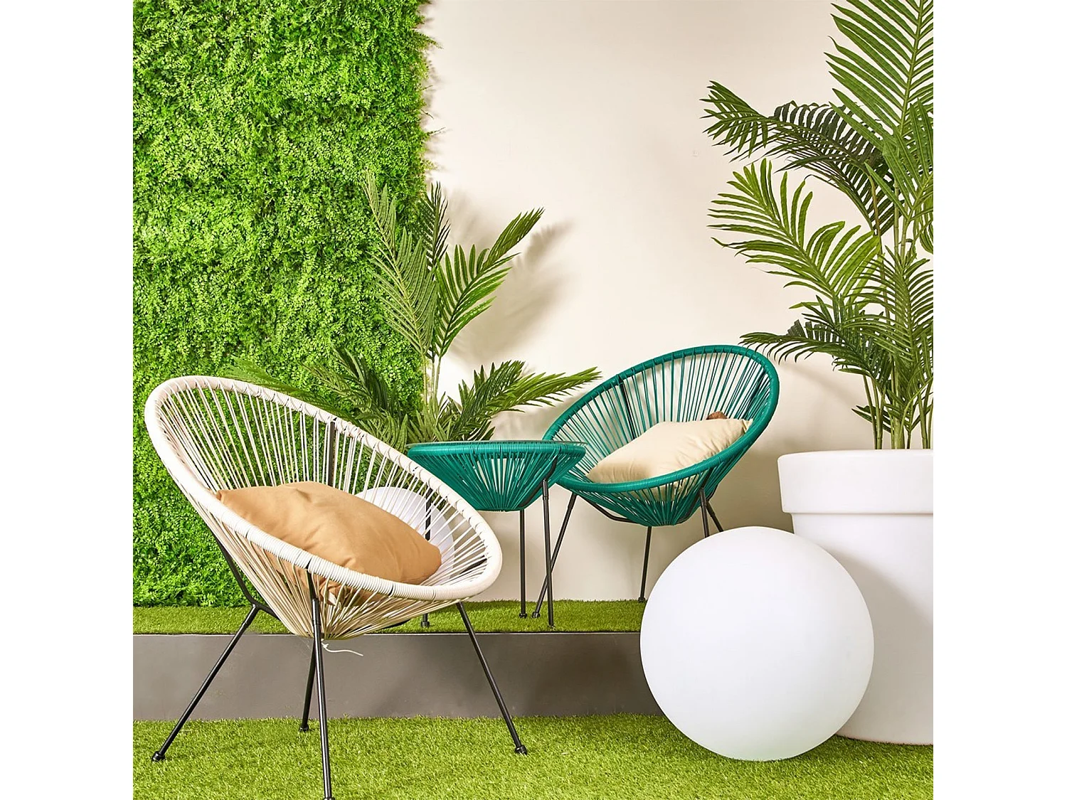 Sillón de exterior en cuerda diseño espagueti Parker YES - Blanco