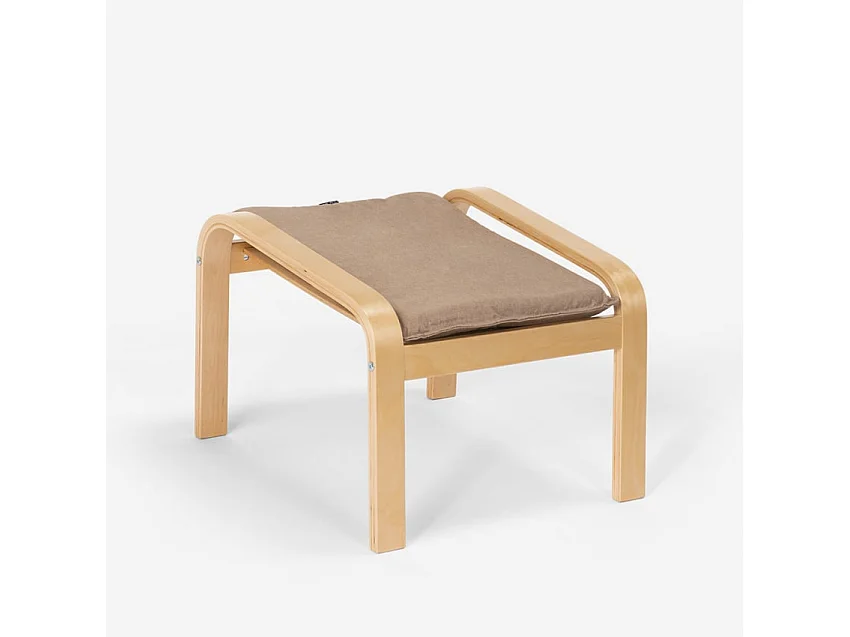 Repose-pied en bois au design scandinave pour fauteuil canapé de salon Sylt - Beige