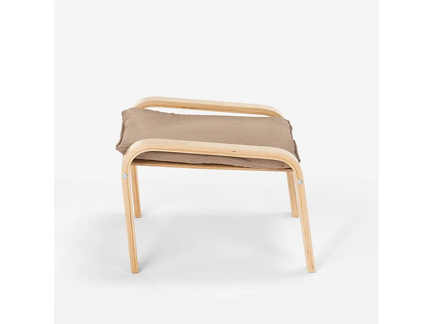 Repose-pied en bois au design scandinave pour fauteuil canapé de salon Sylt - Beige