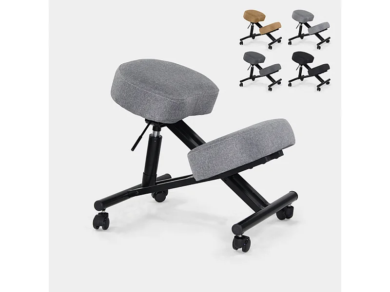 Ergonomischer Kniestuhl Bürohocker Metall und Stoff Balancesteel Lux - Grau