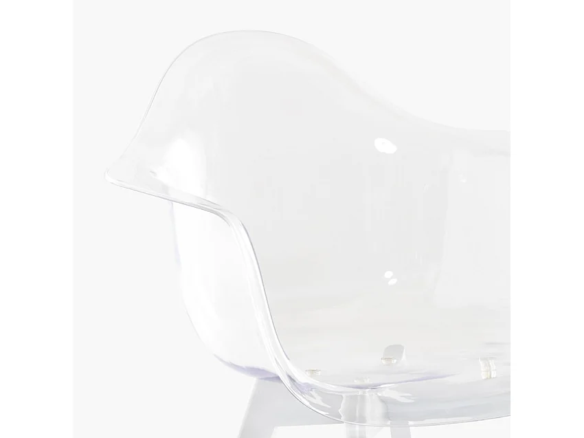 Sedia poltroncina moderna policarbonato trasparente gambe legno Arinor - Bianco