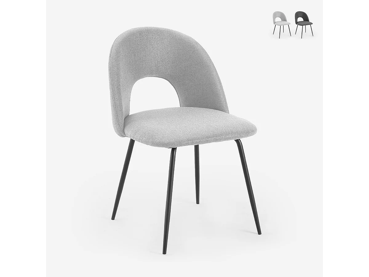 Sedia elegante imbottita in tessuto per soggiorno sala da pranzo Sarwa - Grigio chiaro