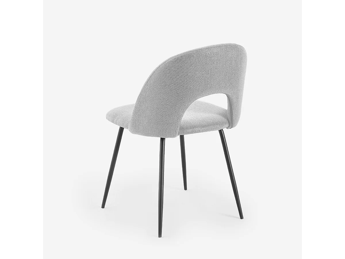 Sedia elegante imbottita in tessuto per soggiorno sala da pranzo Sarwa - Grigio chiaro