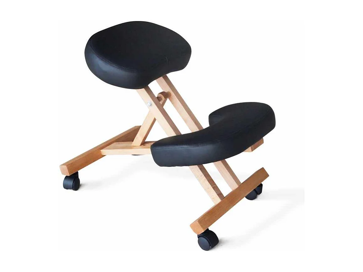 Silla ergonómica postural de rodillas para oficina modelo sueco madera Balancewood - Negro