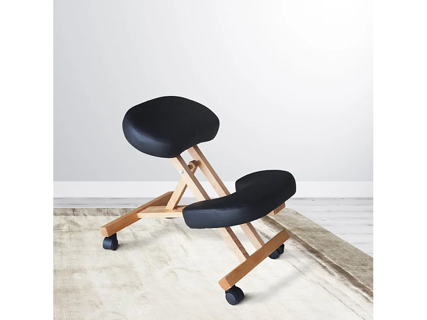 Silla ergonómica postural de rodillas para oficina modelo sueco madera Balancewood - Negro