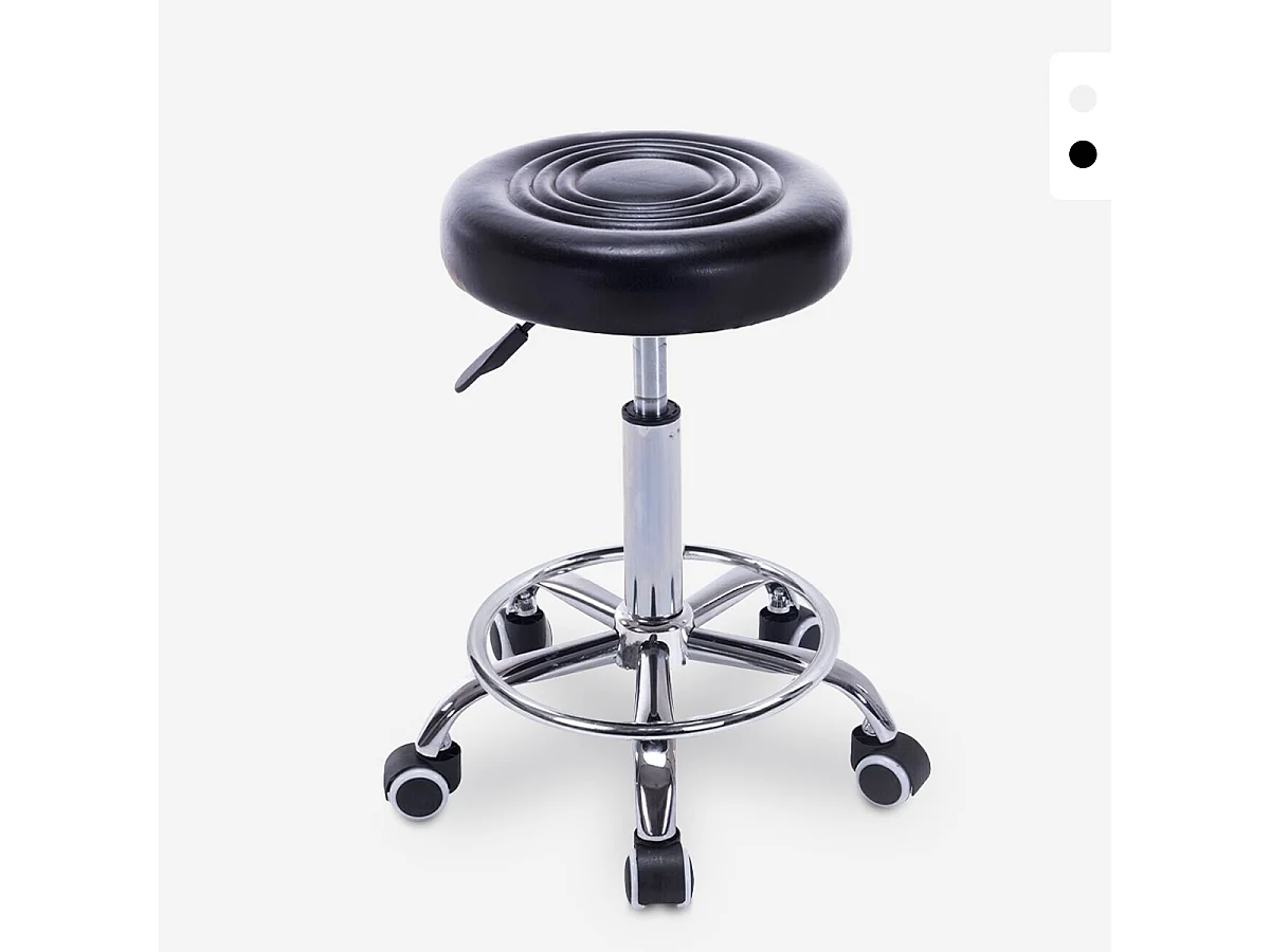 Hocker Rollhocker  mit Kunstleder Sitz und Rädern für Büro Kosmetikerin Nabu - Schwarz