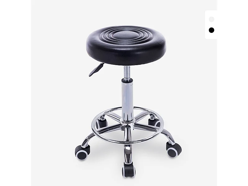 Hocker Rollhocker  mit Kunstleder Sitz und Rädern für Büro Kosmetikerin Nabu - Schwarz