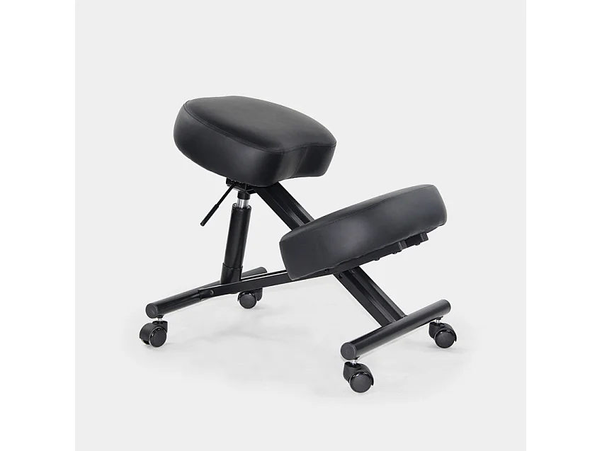 Ergonomischer Kniestuhl Bürohocker Metall und Kunstleder Balancesteel Lux