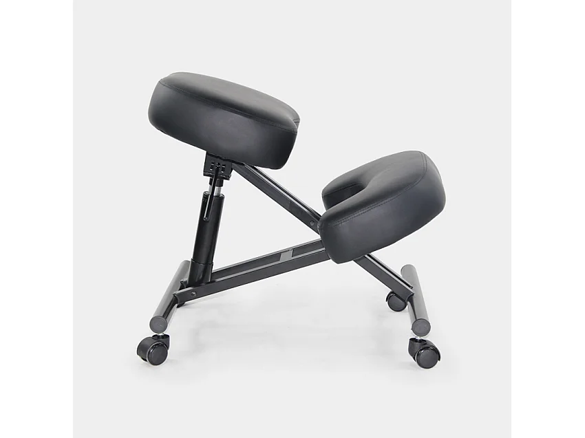 Ergonomischer Kniestuhl Bürohocker Metall und Kunstleder Balancesteel Lux