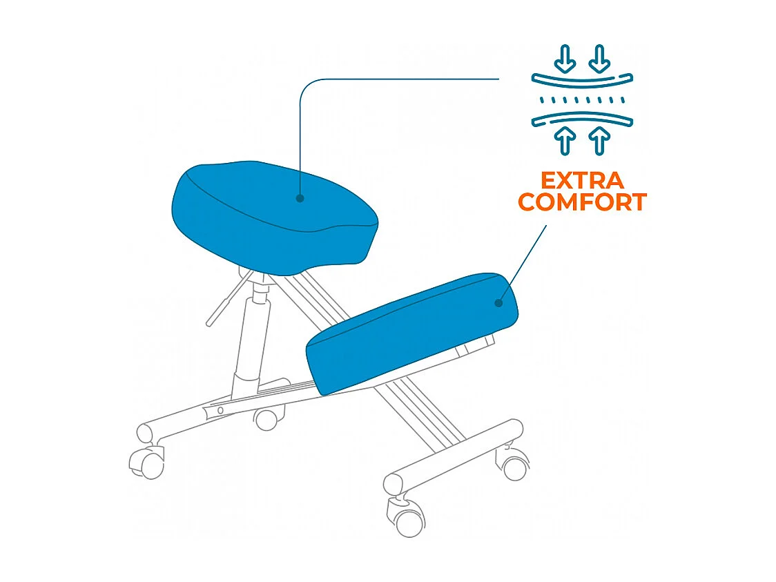 Ergonomischer Kniestuhl Bürohocker Metall und Kunstleder Balancesteel Lux